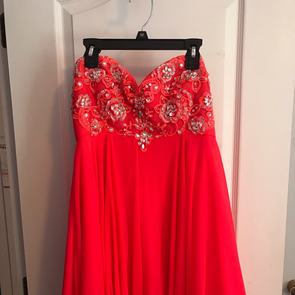 SALMON PROM DRESS WORN ONCE!!!!!